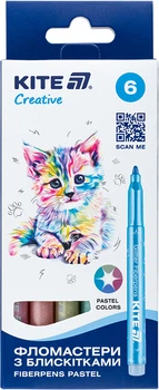 Фломастеры Kite Creative пастельные с блестками 6 цветов (K-1148)