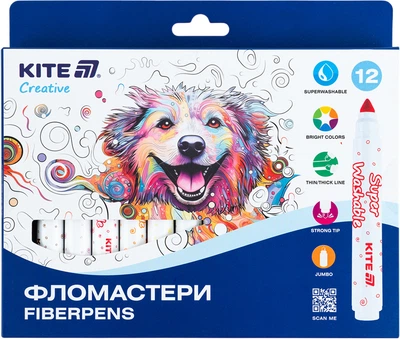 Фломастеры Kite Creative Superwashable Jumbo 12 цветов (K-1155)