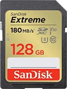 Карта памяти Sandisk 128GB SD C10 UHS-I U3 R180/W90MB/s Extreme V30 (SDSDXVA-128G-GNCIN)