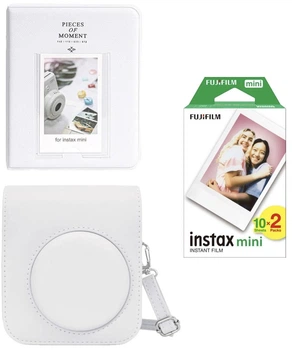 Подарочный набор FujiFilm instax mini 12, instax mini 11 Фотобумага 20 фото + Картриджи х2 + Альбом 64 фото + Чехол Clay White (Глиняно-белый)