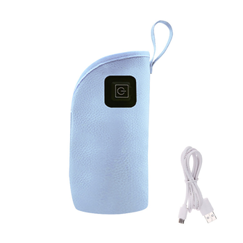 Портативний підігрівач Lesko 2024 Long Blue для дитячої пляшечки USB
