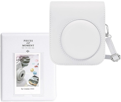 Комплект Аксессуаров Instax MINI 11/12 (чехол, альбом) для Камеры Моментальной Печати Fujifilm Instax Mini 12 / Instax Mini 11: чехол, фотоальбом Clay White