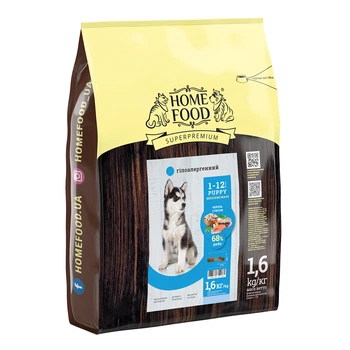 Сухий корм для собак Home Food (Хоум Фуд) PUPPY MEDIUM/MAXI Гіпоалергенний «Форель з рисом», 1.6 кг