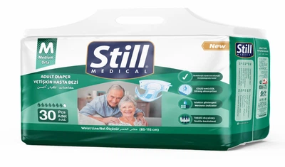 Подгузники для взрослых STILL Adult Diaper M 30 шт памперсы средних размеров 85-115 см для пожилых людей с индикатором влажности с высокой поглощающей способностью и эластичными бортами для активного образа жизни