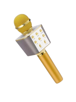 Микрофон караоке динамический Bluetooth WSTER WS-1688 Gold/Золотой с FM радио и записью на флешку