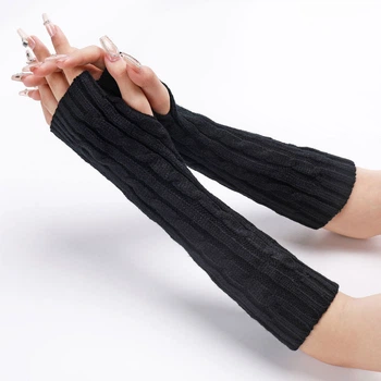 Митенки вязаные без пальцев черные One Size