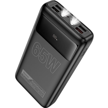 Power bank Hoco DB81 30000 mAh 65W для ноутбука зі швидкою зарядкою, ліхтариком та дисплеєм 4xUSB Black