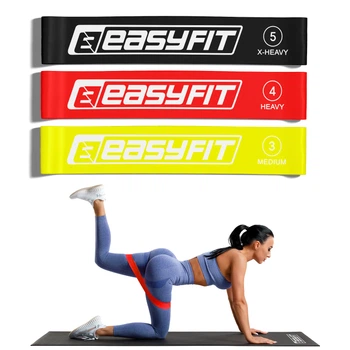 Резинки для фитнеса EasyFit набор из 3 шт (резиновая петля, латексная лента сопротивления, кольцо для йоги на ноги) EFND3EF