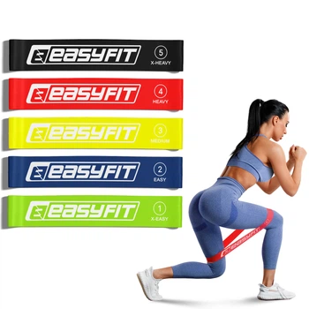 Резинки для фитнеса набор EasyFit из 5 шт (резиновая петля, латексная лента сопротивления, кольцо для йоги на ноги) EFNR5EF