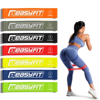 Гумки для фітнеса набір EasyFit із 7 шт (гумова петля, латексна стрічка опору, кільце для йоги на ноги) Ws-7-Pak
