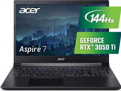 Ноутбук Acer Aspire 7 A715-42G-R8BL (NH.QDLEU.008) Charcoal Black / AMD Ryzen 5 5500U / RAM 16 ГБ / SSD 512 ГБ / nVidia GeForce RTX 3050 Ti Б\в