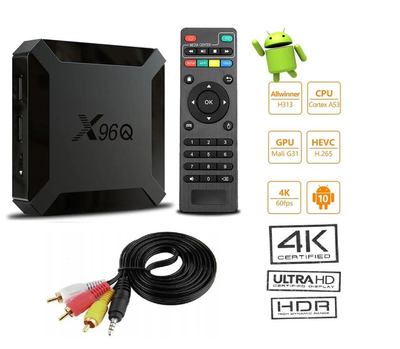 Комплект: Медіаплеєр X96Q 2/16 Gb + AV кабель для підключення до старих телевізорів