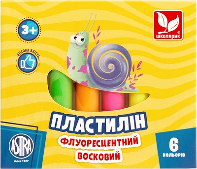 Пластилін флуоресцентний 6 кольорів Школярик (83811906-UA)
