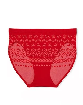 Трусики жіночі новорічні Victorias Secret Seamless Christmas Reindeer Panty Червоні L