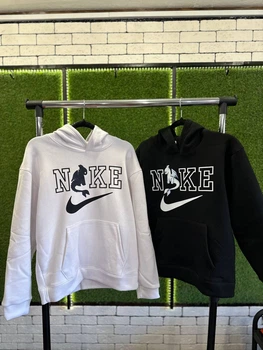 Парні худі теплі з капюшоном, ХL/XXL, ХL/XXL, чорний/білий, принт "Дракони"