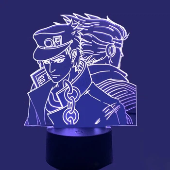 Світильник із 3D-ефектом led лампа Джотару з аніме Неймовірні пригоди ДжоДжо нічник із пультом JoJo (100145)