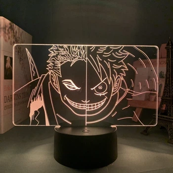 Светильник с 3D эффектом led лампа Зоро и Луффи ночник из аниме One Piece (100186.13)