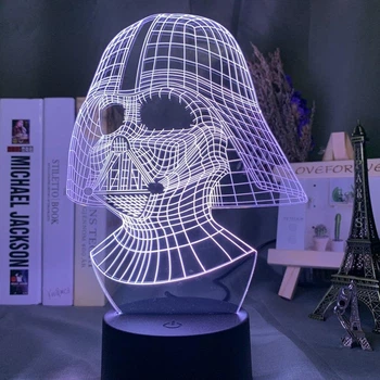 Светильник с 3D эффектом led лампа Дарт Вейдер из Звёздные войны Star Wars ночник с пультом