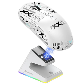 Бездротова акумуляторна миша, Attack Shark X6, PixArt PAW3395, 26000DPI White, WIRED+2.4G+BT5.2