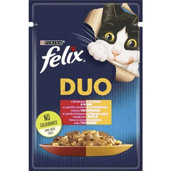Вологий корм FELIX Fantastic Duo для дорослих котів шматочки в желе з яловичиною та птицею 85 г