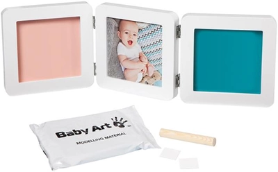 Набор для создания отпечатка ручки и ножки малыша Baby Art Тройная рамка Бело-серая (3601097200)