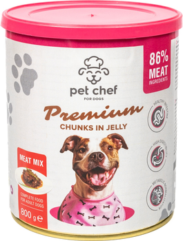 Корм влажный для взрослых собак Pet Chef кусочки в желе Мясной микс 800 г (4820255193649)