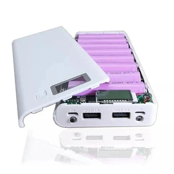 Корпус коробка Power Bank Case DIY Micro-USB 2 Led фонаря чехол для батарей 8x18650 WHITE