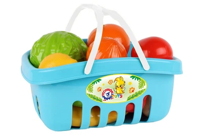 Детский игровой набор продуктов в корзинке на 17 предметов Голубой (44680271816)