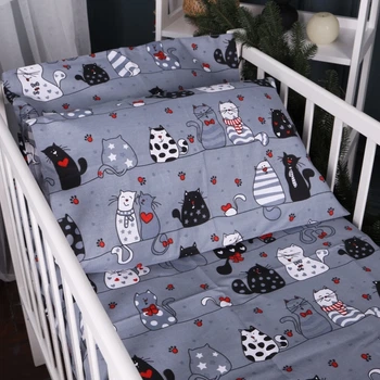 Простынь на резинке MirSon Бязь Kids Time 17-0671 With Love Cats 60х120x10 см (2200010178807)