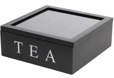 Коробка для чайних пакетиків Home & Styling Collection Tea 22.5 x 22.5 x 9 см Чорна (8718158267955)