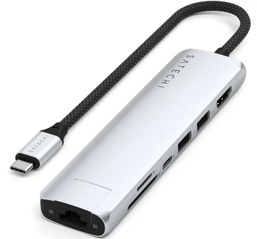 Хаб Satechi 7-in-1 USB-C Slim Multiport 4K with Ethernet Silver (ST-P7SS)