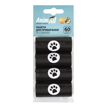 Сменные пакеты AnimAll для уборки за собакой, 4 рулона по 15 штук, черные (4820224502274)
