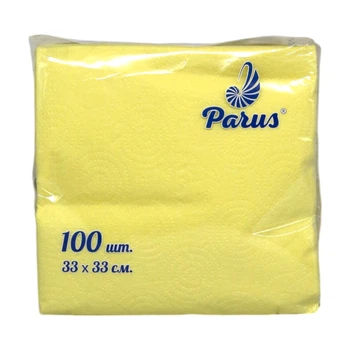 Parus Салфетки бумажные цветные желтые 33*33 см 1 слой 100 шт