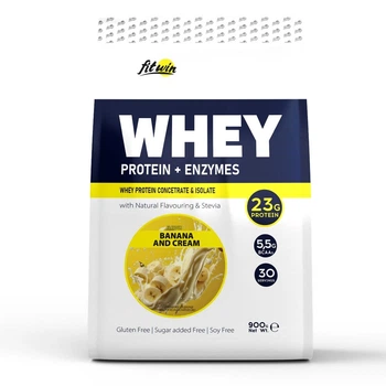 Протеин FitWin Whey Protein + Enzymes, 900 грамм - Банан со сливками