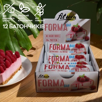 Батончик FitWin Forma Bar, 12x60 грамм - Малиновый чизкейк