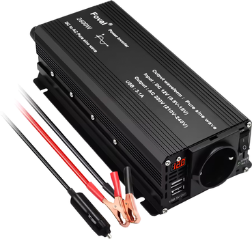 Інвертор Foval 1300W/2600W, 12-220V Pure Sine (FVL-2600)