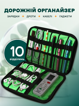 Органайзер дорожный для хранения электроники аксессуаров гаджетов кабелей зарядных устройств флешек переходников повербанков наушников смартфонов компьютерных мышей путешествий 22.7х18х3.7 см сине-голубой 3DTOYSLAMP