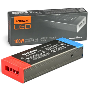 Блок живлення для LED стрічки VIDEX |DC12V, 8.25A, 100W, IP20| Чорний VL-LST-P100-12V