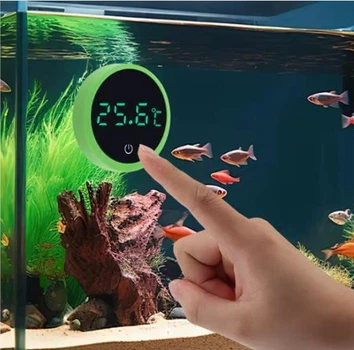 Цифровой термометр для аквариума Aquatherm LED наружный самоклеящийся, зеленый