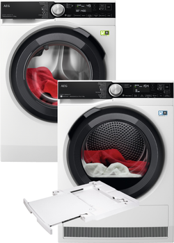 Пральна машина AEG LFR95166UU + Сушильний автомат AEG TR959M6SU + Монтажний комплект з висувною полицею AEG Electrolux A1WYHSK1 (комплект)
