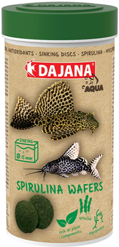 Специальный корм для донных травоядных рыб в чипсах Dajana Spirulina Wafers