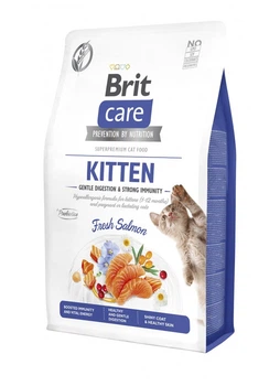 Сухой беззерновой корм Brit Care Cat Kitten Gentle Digestion Strong Immunity для котят с лососем 2 кг