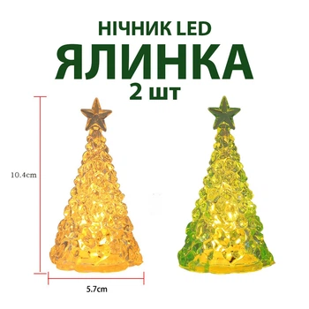 Набор 2 шт фигурок Елки ночник на led подсветке Желтая и Зеленая