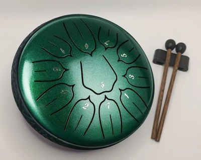 Глюкофон Hluru tongue drum 11 нот 16 см зелений