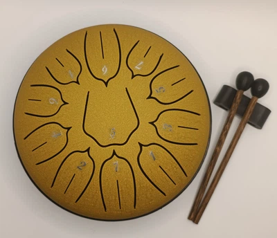 Глюкофон Hluru tongue drum 11 нот 16 см золото