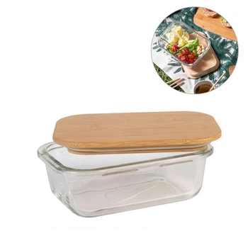 Масленка с бамбуковой крышкой 15*10.5*5см Home R32787-S