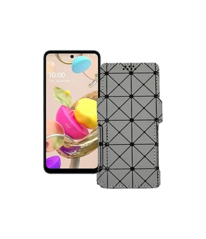 Чохол-книжка з екошкіри для телефону LG K42 Сірий ромб
