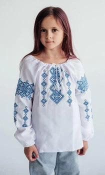 Дитяча вишиванка для дівчинки vishivano4ka 9016-3 110-116 біла