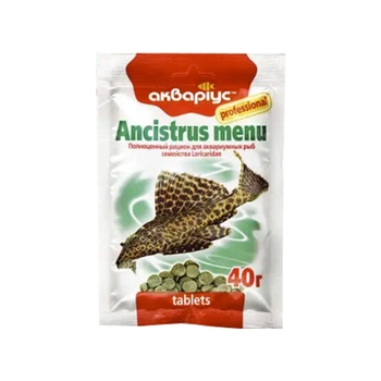 Корм сухий Акваріус Ancistrus Menu для анцитрусів, 40 г