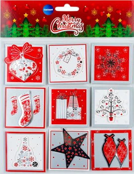 Бирки для подарунків Centrum Christmas 80952 Паперові Об'ємні 5.5х5.5 см 9 шт (4030969809525)